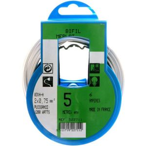 PROFIPLAST Couronne de câble 5 m HO3VHH 2 x 0,75 mm2 Blanc