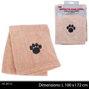 DOGI Serviette avec décor pattes 100x72 cm - Beige - Pour chien