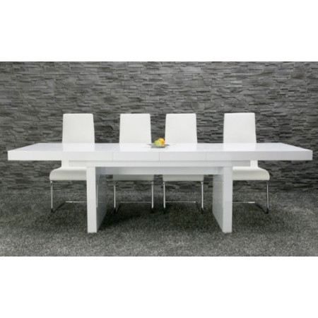 Table à manger blanc laqué extensible Atlanta 160 à 220 cm