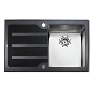 TEKA Cuve Lux 1 égouttoir ? gauche 78 verre noir et inox poli