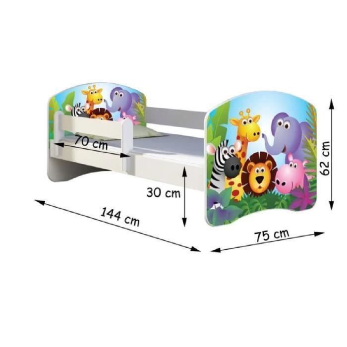 Lit enfant «Animaux» sommier et matelas 140x70 cm - Achat ...