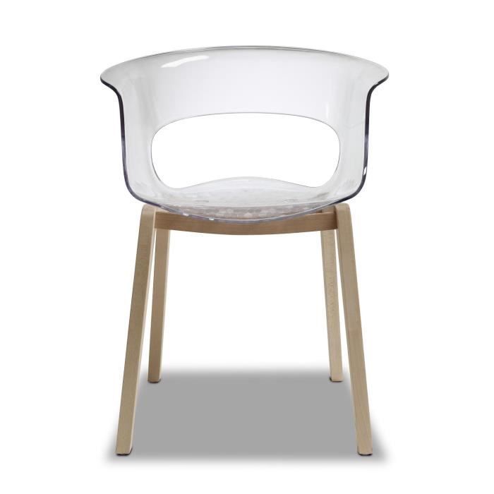 chaise transparente design avec pieds bois na