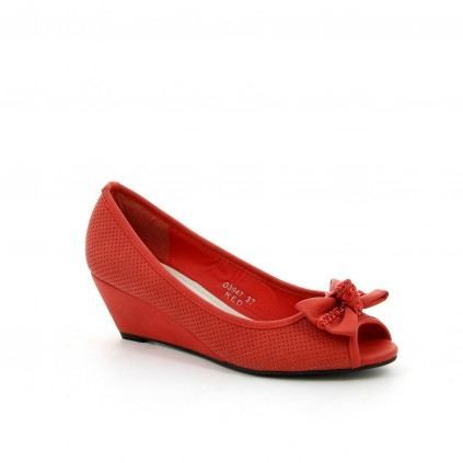 escarpin compensé rouge