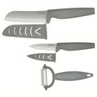 COUTEAU DE CUISINE  PRADEL Coffret 3 pièces, manche gris, lame blanche