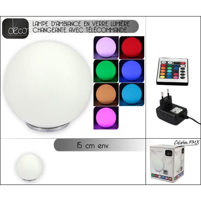 Lampe d'ambiance en verre avec lumiere - Achat / Vente lampe a poser