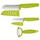 COUTEAU DE CUISINE  PRADEL Coffret 3 pièces, manche vert, lame blanche