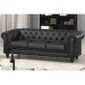 CANAPE Canapé Chesterfield 3 places Cuir Noir