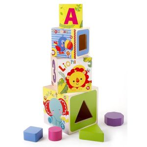 FISHER PRICE Mes Premiers Cubes Empilables en bois