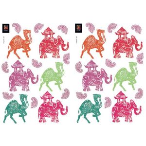 PLAGE Stickers adhésif mural Taille S - Rajasthan2 Planches 29,7 x 21 cm