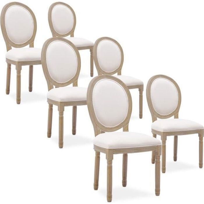 Lot de 6 chaises médaillon Louis XVI tissu Beige  Achat / Vente chaise