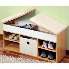 Banc à chaussures avec rangements et coussin d'assise Achat / Vente