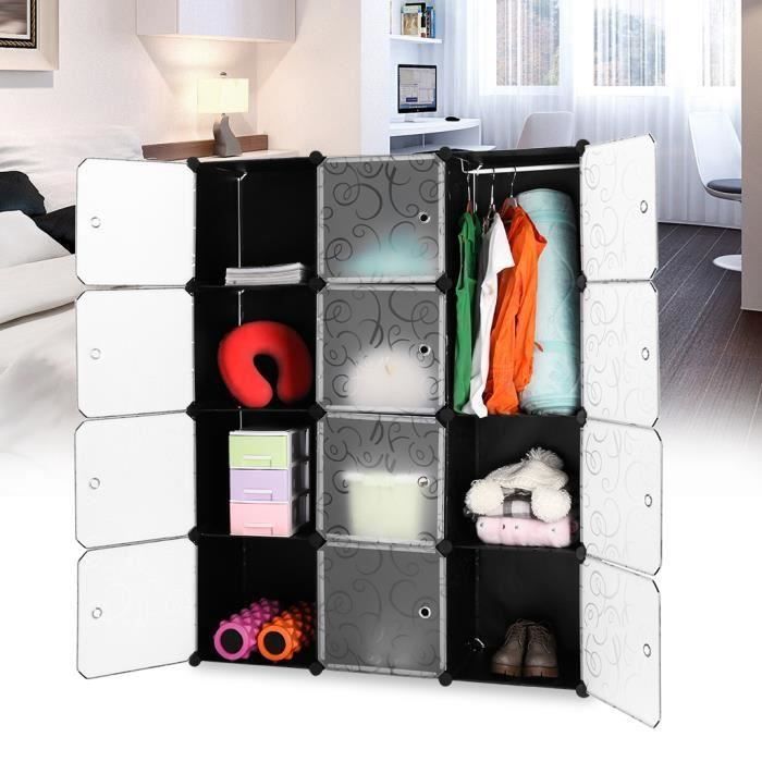 12 Cubes Armoire Penderie Plastique Etagères Cabine Stockage