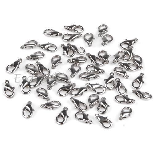 100X Fermoir Mousqueton Couleur Argent Collier Bracelet Joli Fermoir