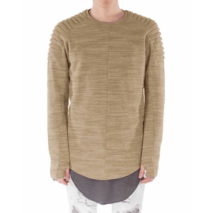 Pull manches trou pouce homme Project X Paris 8... Beige Achat / Vente pull Cdiscount