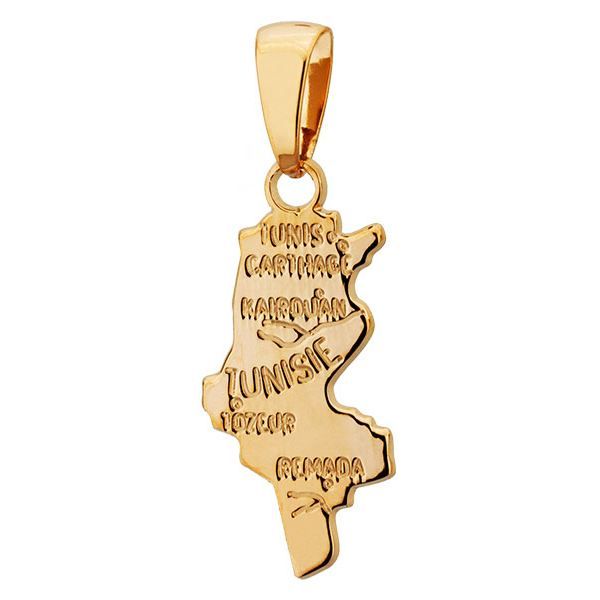 Pendentif Carte Tunisie PlaquÃ© or Thabora 90625 - Pendentif en ...