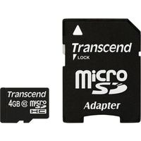 CARTE MEMOIRE TRANSCEND Mémoire micro SD card 4Go avec adapteur