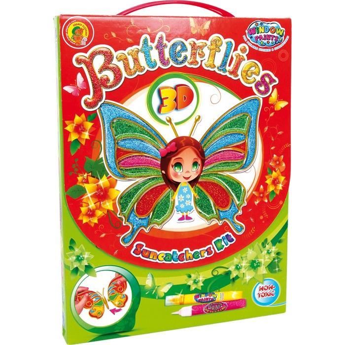sur vitres "Papillons 3D" Achat / Vente peinture 3d crayon