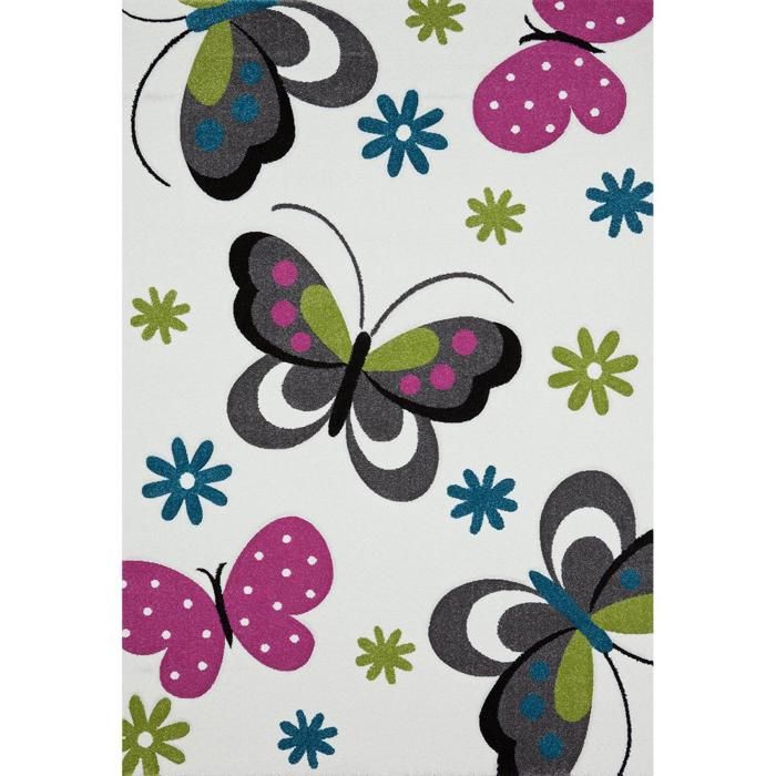 Tapis chambre enfant KIDS PAPILLONS creme 120x170, par ...