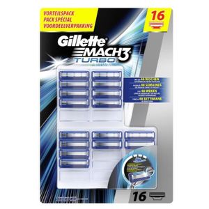 GILLETTE Mach3 Turbo pour Homme - 16 Lames de Rasoir