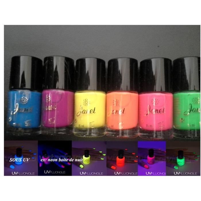 Lot de 6 Vernis UV ultra violet fluorescents Achat / Vente vernis a