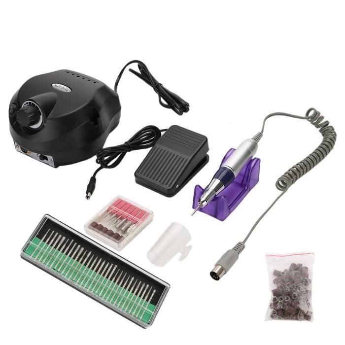 Noir kit Ponceuse à Ongles Forme Ronde Manucure Pédicure professionnel