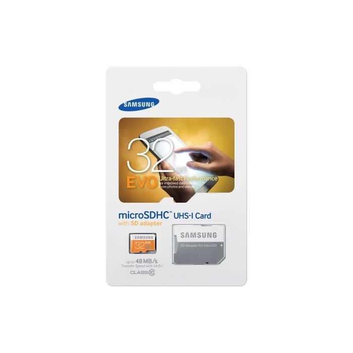CARTE MEMOIRE 32 GO pour Samsung Galaxy A8 MICRO SD HC + ADAPT SD SAMSUNG Classe 10 Achat