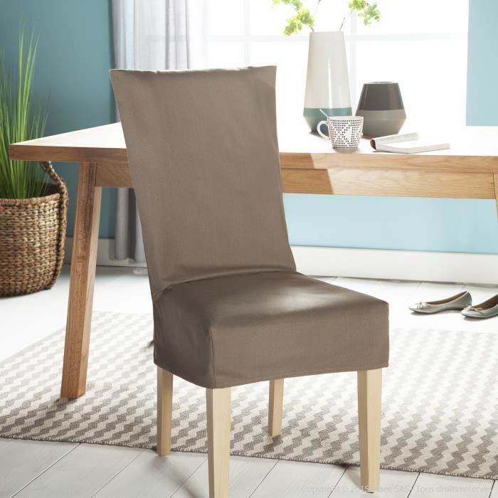 Housse de chaise unie courte 100% coton bachette épaisse ISATaupe