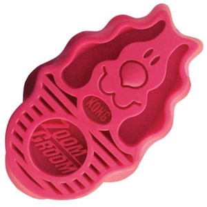 KONG Brosse de massage en caoutchouc ZoomGroom Raspberry - Pour chien