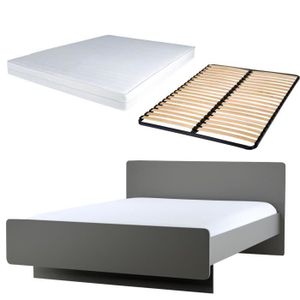 Lit Complet 140x190cm : Matelas + Structure de lit + Sommier OFFERT