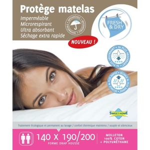 SWEET HOME Prot?ge-matelas Sara Fresh and Dry 140x190/200 cm blanc