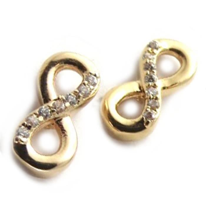 Boucles d'Oreilles Argent Rhodié Puces Infini