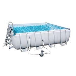 BESTWAY Kit Piscine carrée Power Steel Frame avec filtre ? sable - 4,88x4,88x1,22m
