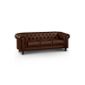 CANAPE Canapé Chesterfield 3 places Cuir Marron foncé