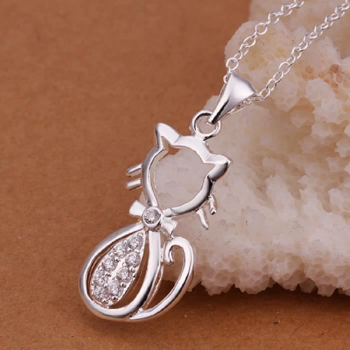 دانلود+فیلم+سکس+کره+ای collier élégant bijoux argent 925 plaqué zircon Pendentif joli chat ...
