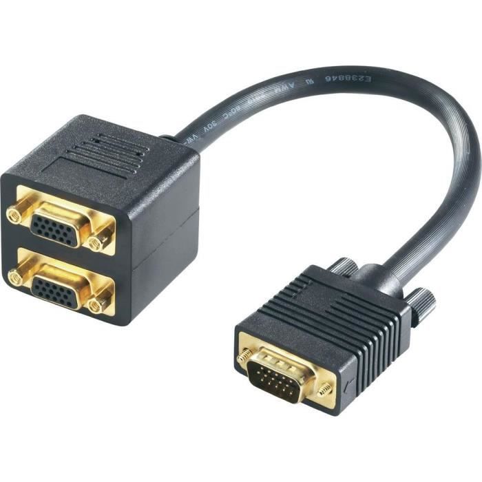 Câble répartiteur VGA mâle vers 2 x VGA femelle… câble connectique