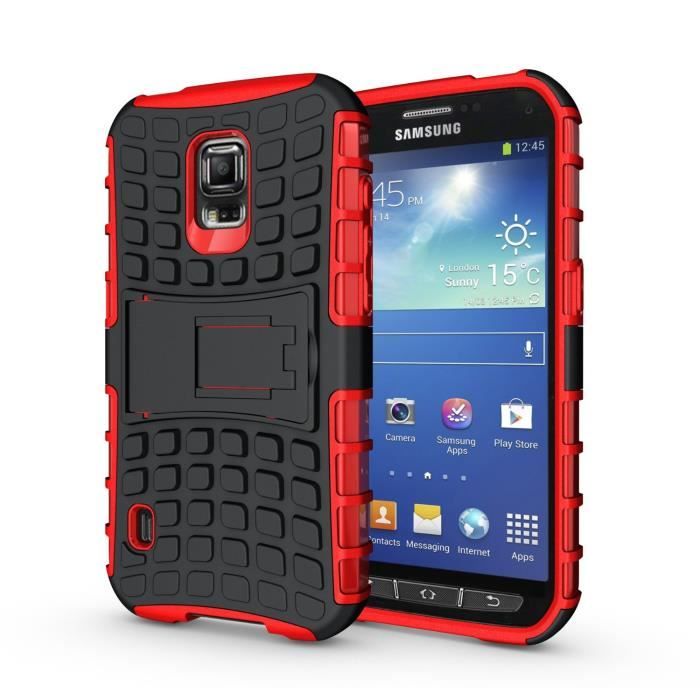 Etui Combo Case Samsung Galaxy S5 Active rouge 16/32/64 Go (3G/Wifi/4G