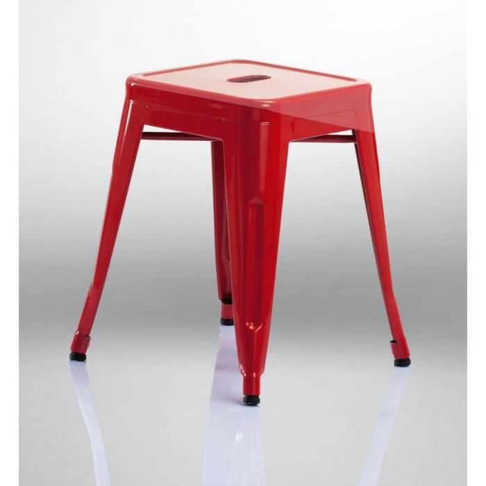 Tabouret empilable en métal / fer style factory rouge 1209124 Achat