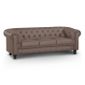 CANAPE Canapé Chesterfield 3 places Cuir Taupe