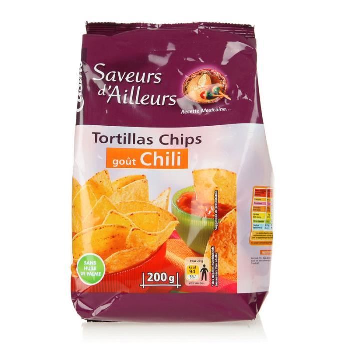 Tortilla chips goût chili Achat / Vente chips TORTILLAS CHILI 200G CO
