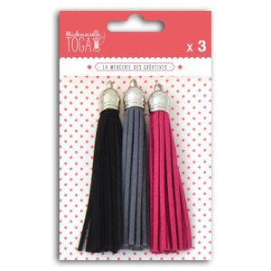 MLLE TOGA Lot de 3 pompons suédine 6 cm - hiver