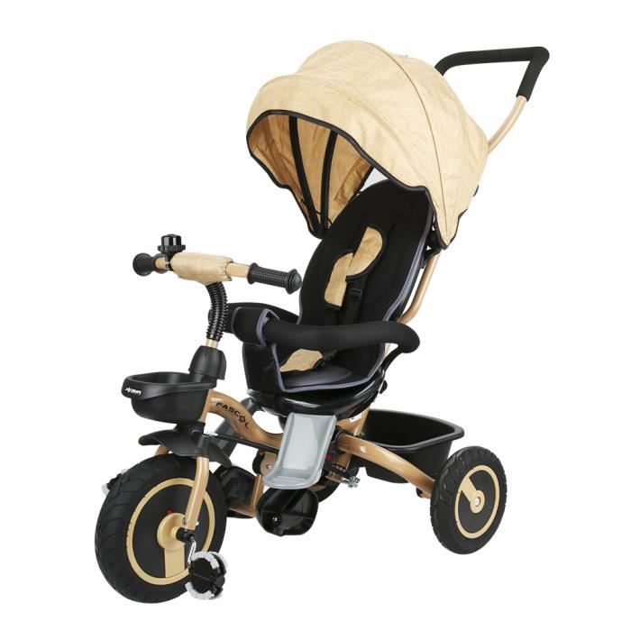 Fascol Tricycle bébé évolutif Pliable Poussette avec Canne pour enfant