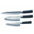 COUTEAU DE CUISINE - FEUILLE - COUPERET - FENDOIR Set de 3 Couteaux Japonais - Lame en Acier INOX