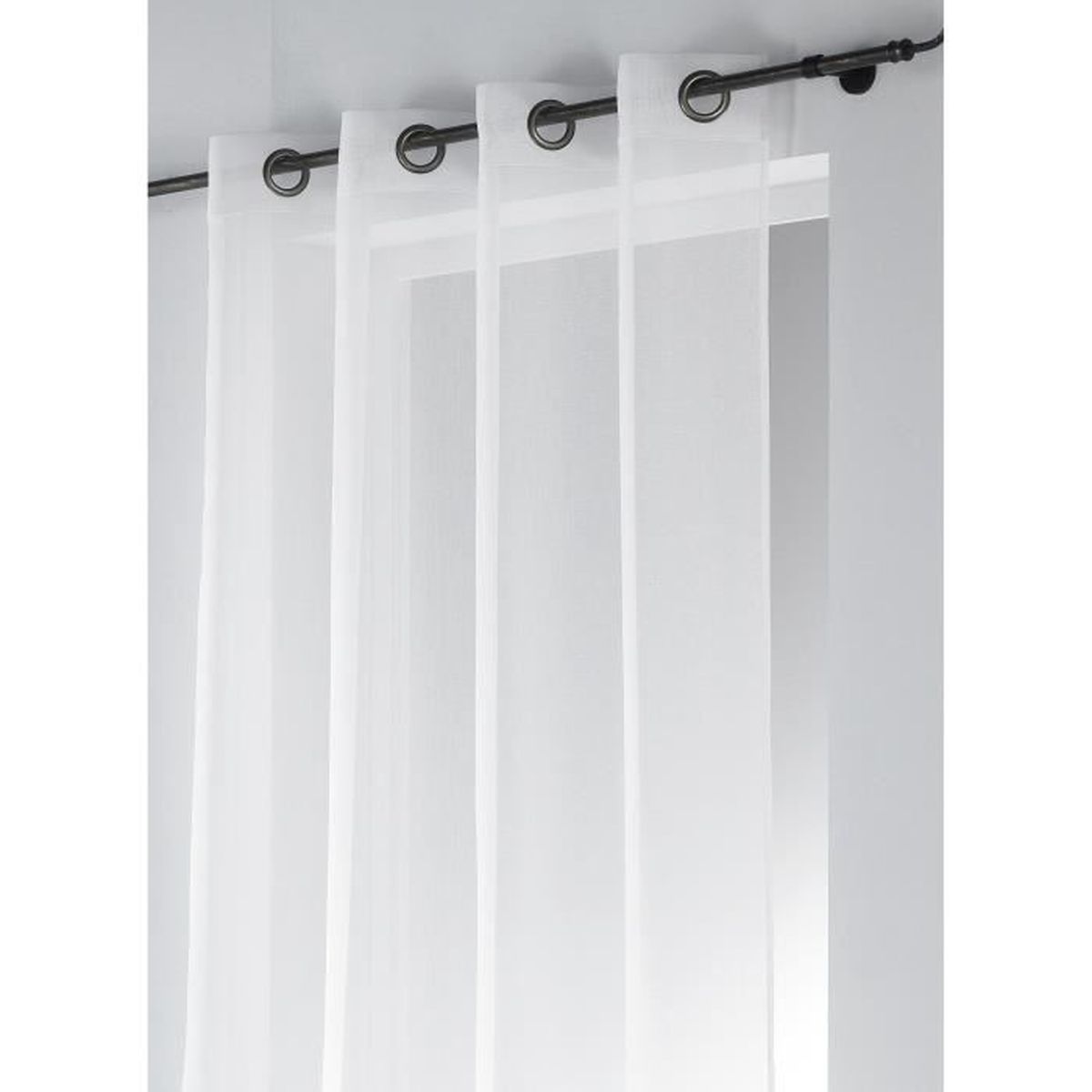 Rideau voilage oeillet blanc et argent achat / vente rideau ...