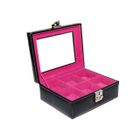 BOITE A MONTRE COFFRET 6 MONTRES CARRE PVC QUALITE NOIR/ROSE