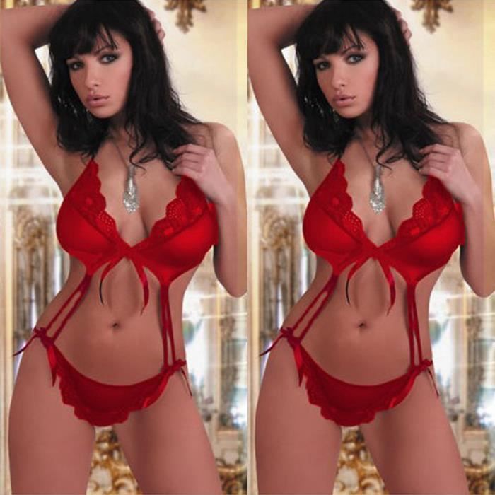 Ensemble Lingerie Sexy Rouge Rouge Achat Vente Ensemble De Lingerie