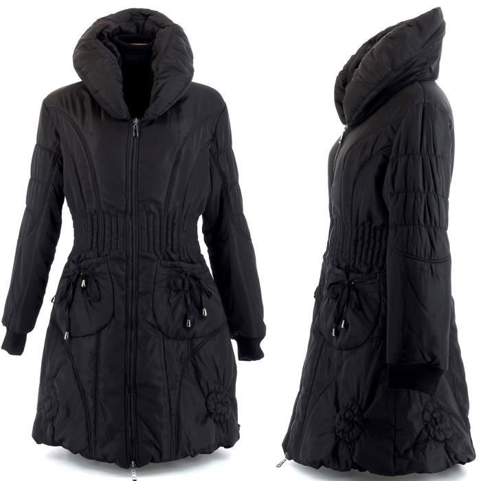 Doudoune Longue Manteau Parka LUTECIA Femme Noir Achat / Vente