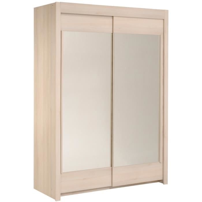 Armoire 2 portes coulissantes 160 cm Acacia clair NITY Achat