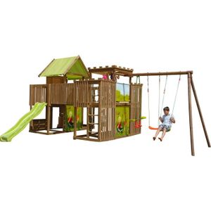 SOULET Aire de jeux bois CHAMBORD L. 7,45 m P. 4,55 m H. portique 2,35 m Portique et balançoire enfant