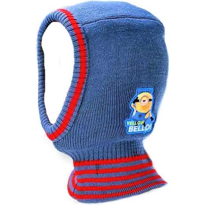 Cagoule Bébé Hiver 3 En 1 - Bonnet Écharpe Cache-Oreilles Double Pompon - Fille Garçon