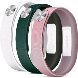 SONY Pack fashion 3 bracelets smartband - Blanc / Rose / Vert - Taille large